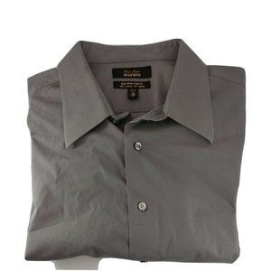 Murano Button Up Shirt Gray Casual Long Sleeve Non-Iron Stretch Dress Size 18 35